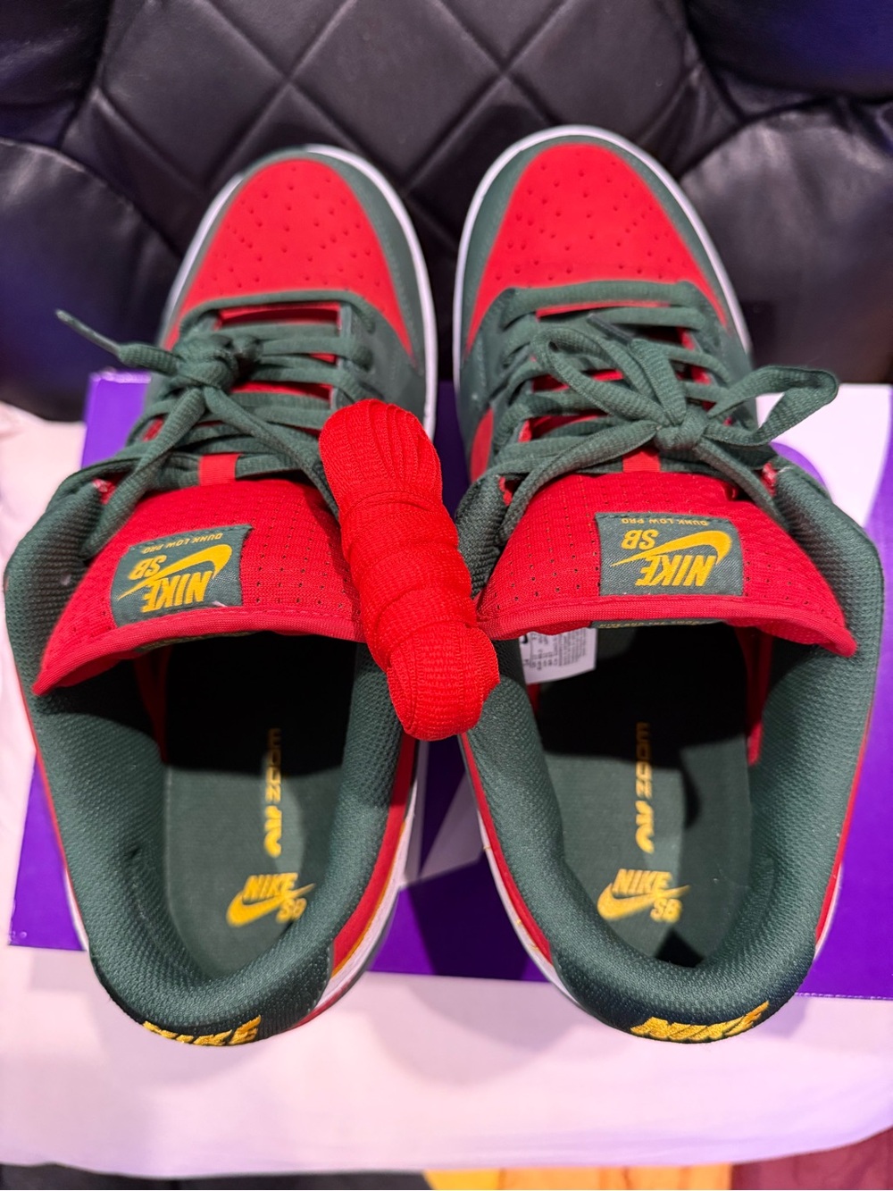 Nike SB Low-Top Sneakers - Red & Green with Yellow Seattle SuperSonics 14